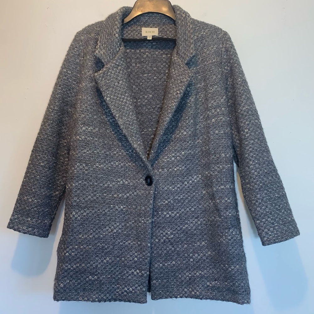 Koch Gray Metallic Tweed Blazer Oversized Small